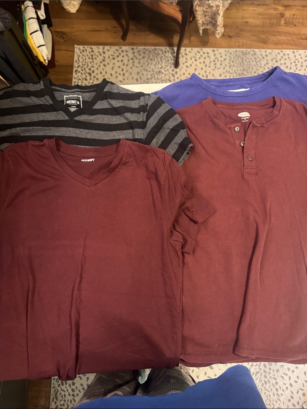 Old Navy Men's Maroon V-Neck & Henley Shirt Duo